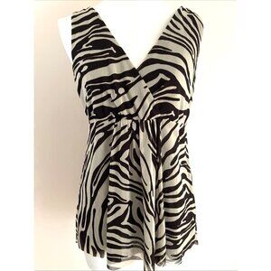 Vintage Y2k Michael Kors Animal Print Top Size Large Brown Empire Waist Fairy